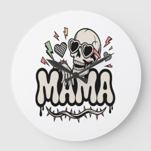 Lustiger Halloween-Mama-Cooler-Totenkopf Große Wanduhr