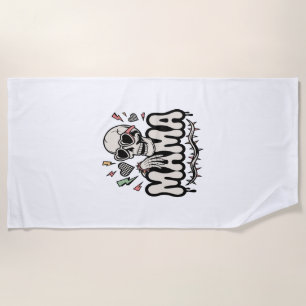 Lustiger Halloween Mama Cooler Totenkopf Strandtuch