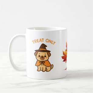 Lustiger Halloween-Mops-Hexen-Kaffeebecher Kaffeetasse