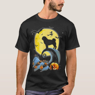 Lustiger Halloween-Mops und Mond  T-Shirt