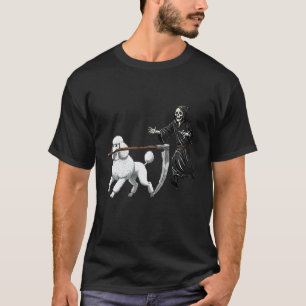 Lustiger Halloween-Pudel-Hund und der Sensenmann T-Shirt