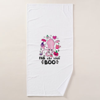 Lustiger Halloween-Rosa-Katze-Geist-Jonglierender- Badehandtuch