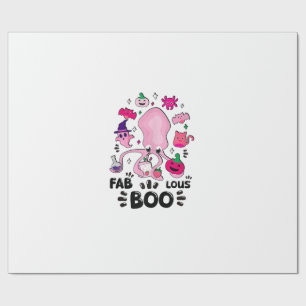 Lustiger Halloween Rosa Katze Geist Jongliert Okto Geschenkpapier
