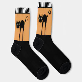 Lustiger Halloween-Schwarzer Kater Socken