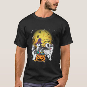 Lustiger Halloween Sibirischer Husky Hexe Kürbis M T-Shirt
