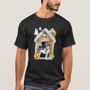 Lustiger Halloween Sibirischer Husky Hund Hexe Ver T-Shirt