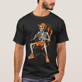 Lustiger Halloween-Skeleton-Gamer T-Shirt
