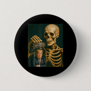 Lustiger Halloween-Skelett Button