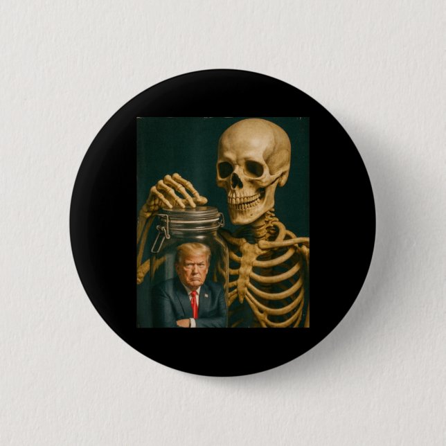 Lustiger Halloween-Skelett Button (Vorderseite)