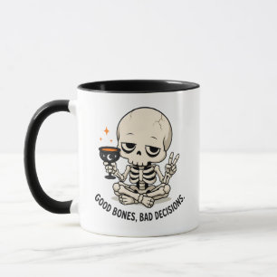 Lustiger Halloween-Skelett-Good-Bones-Bad-Decision Tasse