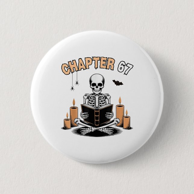 Lustiger Halloween-Skelett-Lesebuch 67 Memes _2 Button (Vorderseite)