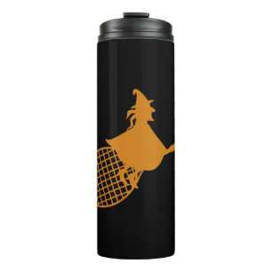 Lustiger Halloween-Tennis - Hexe beim Tennis  Thermosbecher