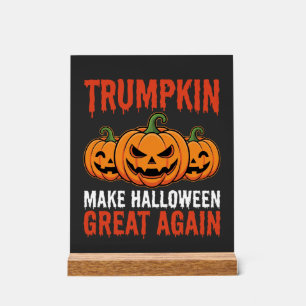 Lustiger Halloween Trumpkin-Kürbis-Parodie Acrylschild
