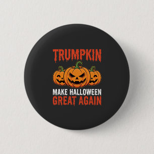 Lustiger Halloween Trumpkin-Kürbis-Parodie Button