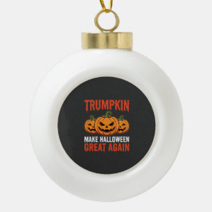 Lustiger Halloween Trumpkin-Kürbis-Parodie Keramik Kugel-Ornament