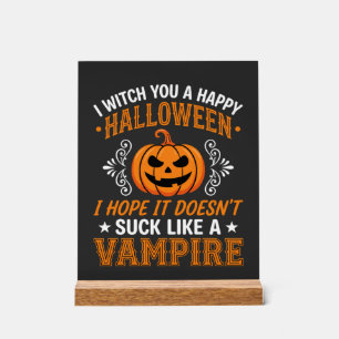 Lustiger Halloween Vampir Kürbis Acrylschild