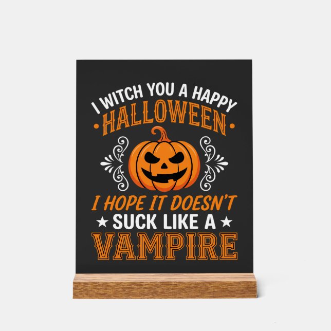 Lustiger Halloween Vampir Kürbis Acrylschild (Vorderseite)