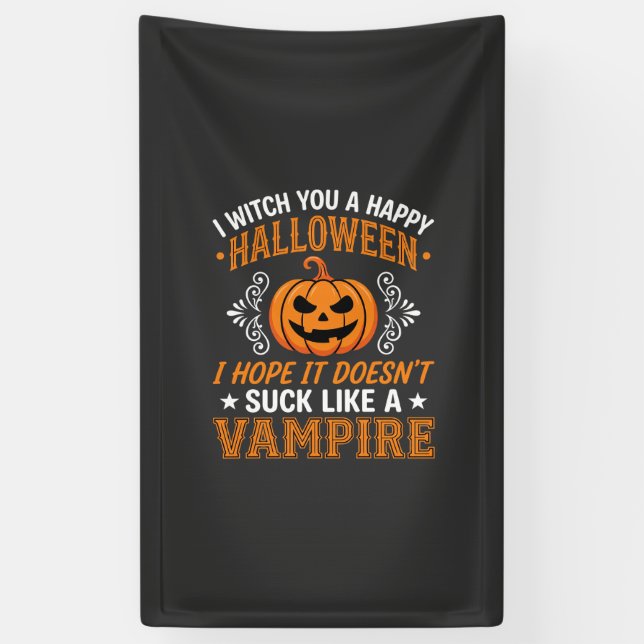 Lustiger Halloween Vampir Kürbis Banner (Vertikal)