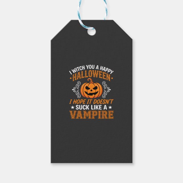 Lustiger Halloween Vampir Kürbis Geschenkanhänger (Vorderseite)