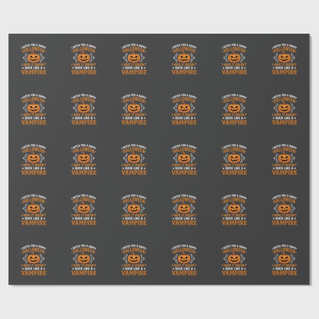 Lustiger Halloween Vampir Kürbis Geschenkpapier (Flach)