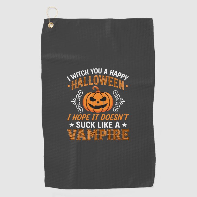 Lustiger Halloween Vampir Kürbis Golfhandtuch (Vorderseite)