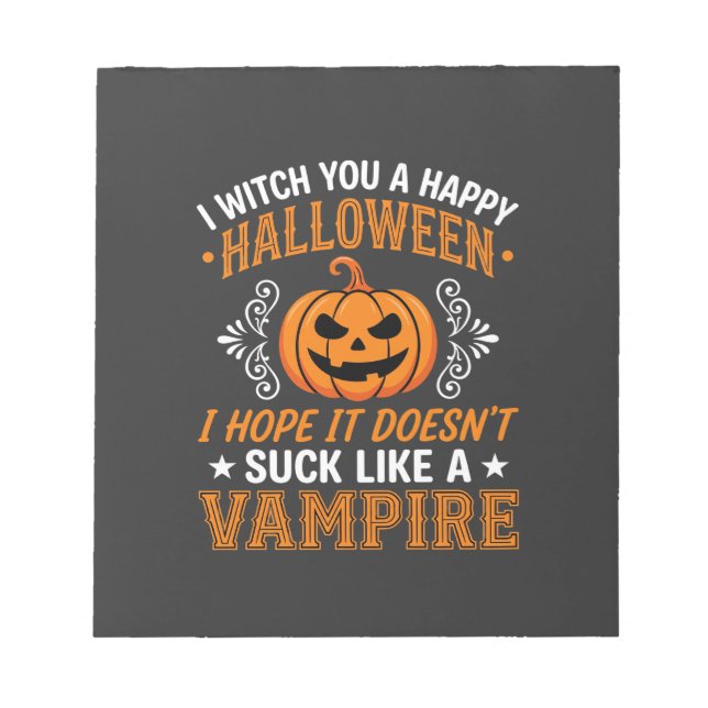 Lustiger Halloween Vampir Kürbis Notizblock (Vorderseite)