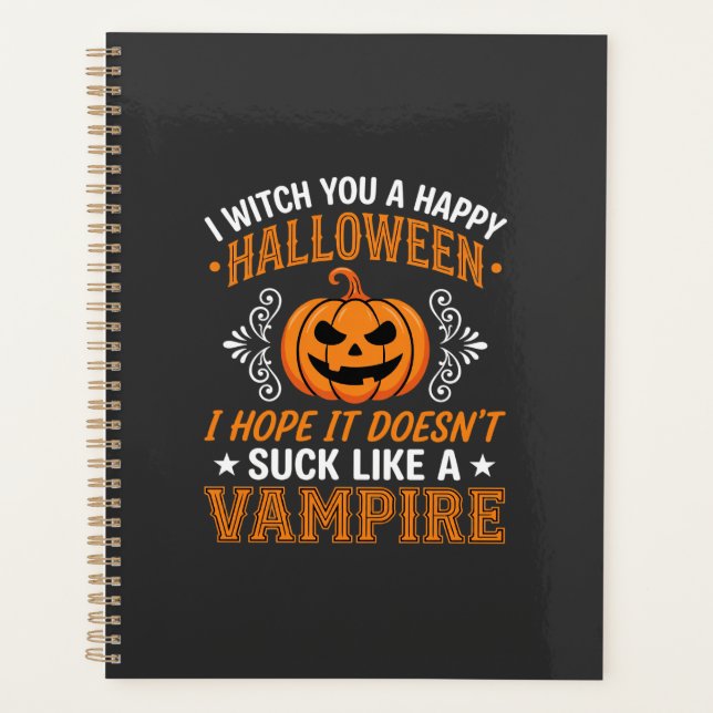 Lustiger Halloween Vampir Kürbis Planer (Vorderseite)