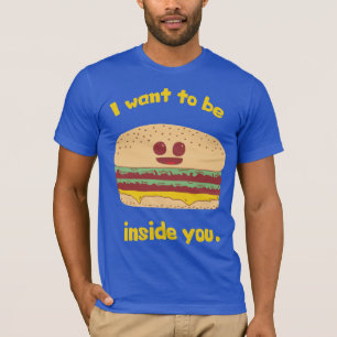 Lustiger Hamburger-Cartoon - ich will, um T-Shirt