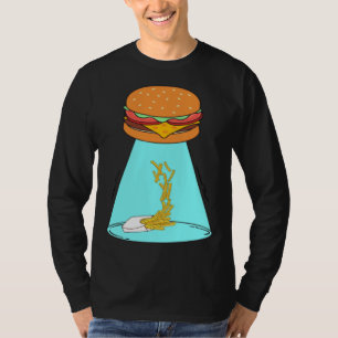 Lustiger Hamburger-UFO-Flugsauger entführt Pommes  T-Shirt