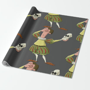 Lustiger Hamlet Shakespeare Schauspieler hält Tote Geschenkpapier