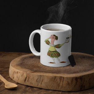 Lustiger Hamlet Shakespeare Schauspieler hält Tote Kaffeetasse
