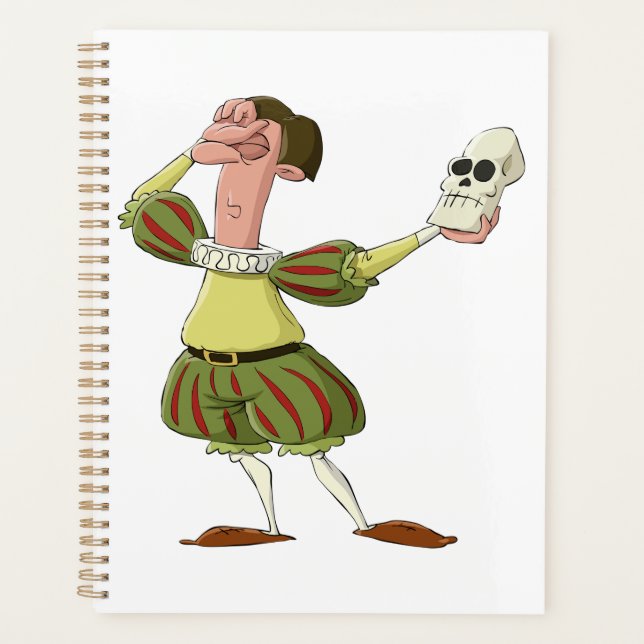 Lustiger Hamlet Shakespeare Schauspieler hält Tote Planer (Vorderseite)