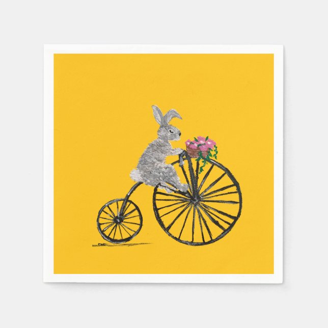 Lustiger Hase auf einem Fahrrad Serviette (Vorderseite)