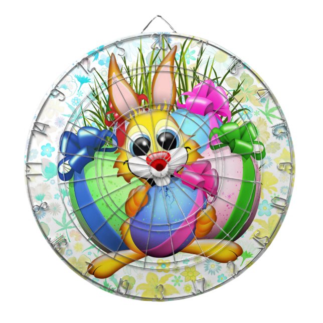 Lustiger Hase beißt in ein Osterei Dartscheibe (vorne)