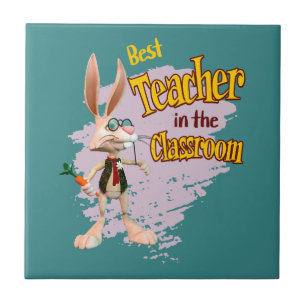Lustiger Hase Bester Lehrer im Klassenzimmer Fliese