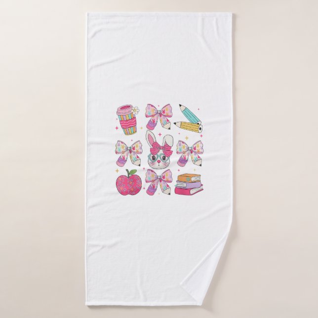 Lustiger Hase Coquette Schleife Kaninchen Lehrer O Badehandtuch (Badehandtuch)