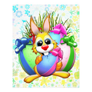 Lustiger Hase, der ein Osterei beißt Fotodruck