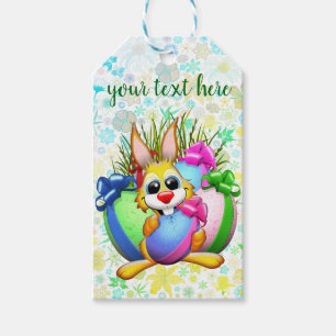 Lustiger Hase, der ein Osterei beißt Geschenkanhänger