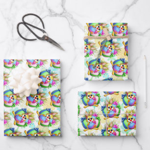 Lustiger Hase, der ein Osterei beißt Geschenkpapier Set