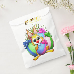 Lustiger Hase, der ein Osterei beißt Geschenktütchen