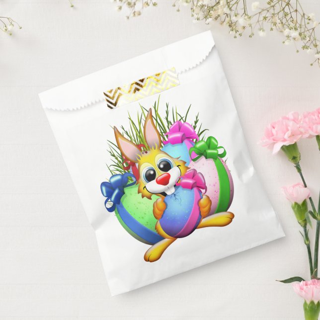 Lustiger Hase, der ein Osterei beißt Geschenktütchen (Versiegelt)