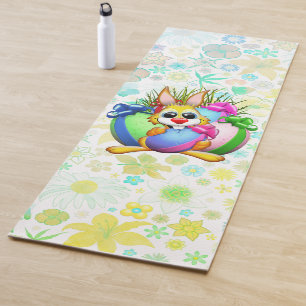 Lustiger Hase, der ein Osterei beißt Yogamatte
