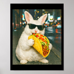 Lustiger Hase, der Taco-Meme Retro-Hase isst  Poster
