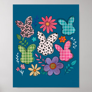 Lustiger Hase Floral Kaninchen Ostereier Frohe Ost Poster