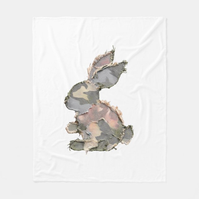 Lustiger Hase Häkeln Patchwork-Tarnung Kaninchen F Fleecedecke (Vorderseite)