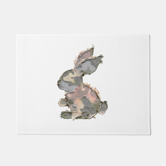 Lustiger Hase Häkeln Patchwork-Tarnung Kaninchen F Fußmatte (Vorderseite)