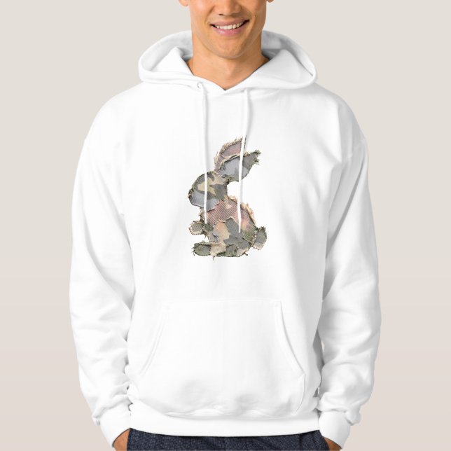 Lustiger Hase Häkeln Patchwork-Tarnung Kaninchen F Hoodie (Vorderseite)