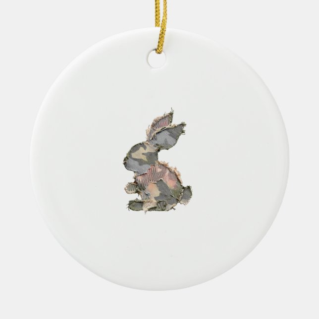 Lustiger Hase Häkeln Patchwork-Tarnung Kaninchen F Keramik Ornament (Vorne)