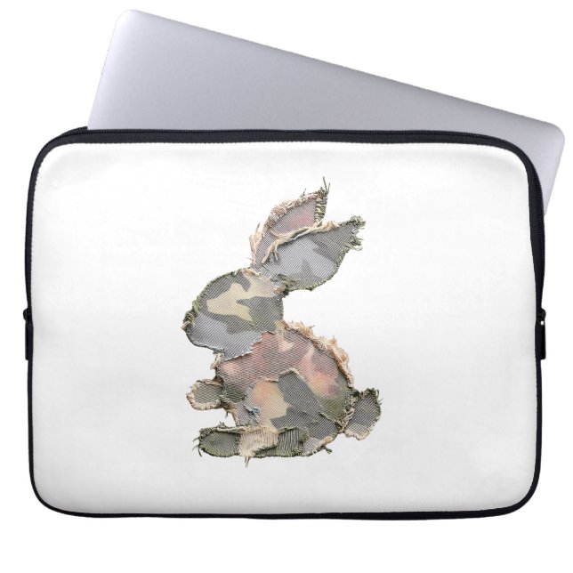Lustiger Hase Häkeln Patchwork-Tarnung Kaninchen F Laptopschutzhülle (Vorderseite)