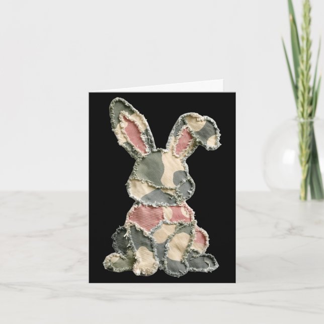 Lustiger Hase Häkeln Patchwork-Tarnung Kaninchen g Karte (Vorderseite)